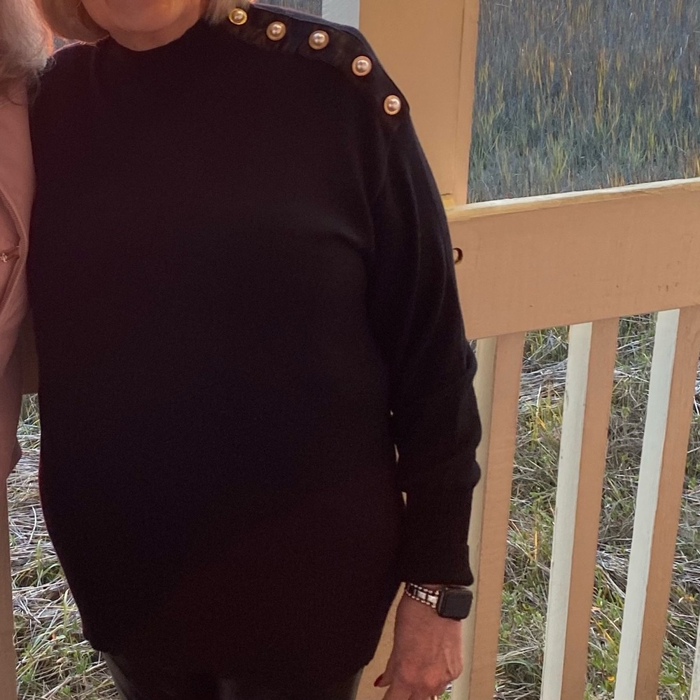 White House Black Market Black Buttoned Sweater